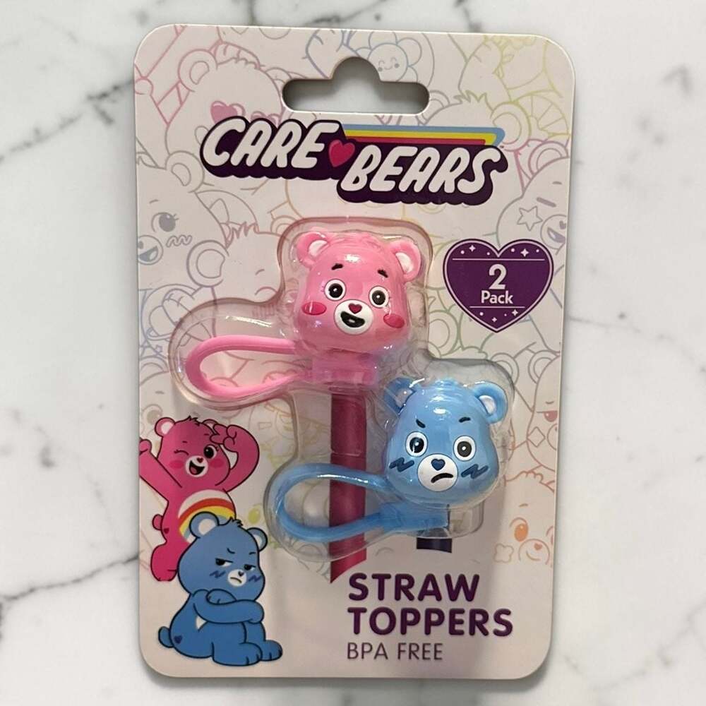Care Bears Straw Toppers 2 Pack Grumpy Bear and Cheer Bear